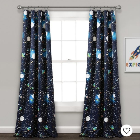 Universe Room Darkening Window Curtain Panels Navy - Lush Décor💙💙
